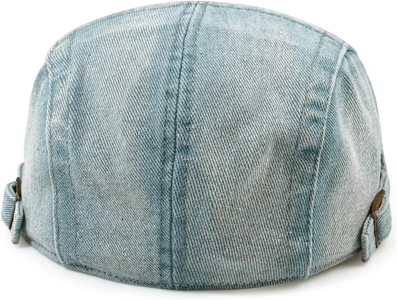 PTDTSHOU Newsboy Cap for Men Adjustable Flat Ivy Gatsby Cabbie Driving Hat Breathable Denim Cotton Golf Cap - Image 5